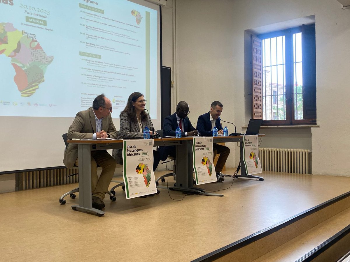 baqonde's tweet photo. It's happening! African Language Day is under way at the @FilologiaUsal! With @USAL_Lengua With Universidad de Cheik-Anta-Diop (Dakar) @FundacionAreces @UCAD_Senegal @baqonde @EmbEspPretoria @EmbEspSenegal @Casaafrica
@lindes_usal @culturagob @FestivalWallay
#Senegal #Africa https://t.co/R7IzUqdhV6