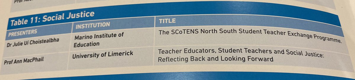 JulieUiChois's tweet photo. It was a real privilege to speak about the North South Student Teacher Exchange at the #Roundtable discussions  over the past two days at #SCoTENS2023 .… an experience made even richer by sharing the table with @AnnMacPhail1 and colleagues from the #SRASI project #Dialogue https://t.co/7CuWv3r4KM