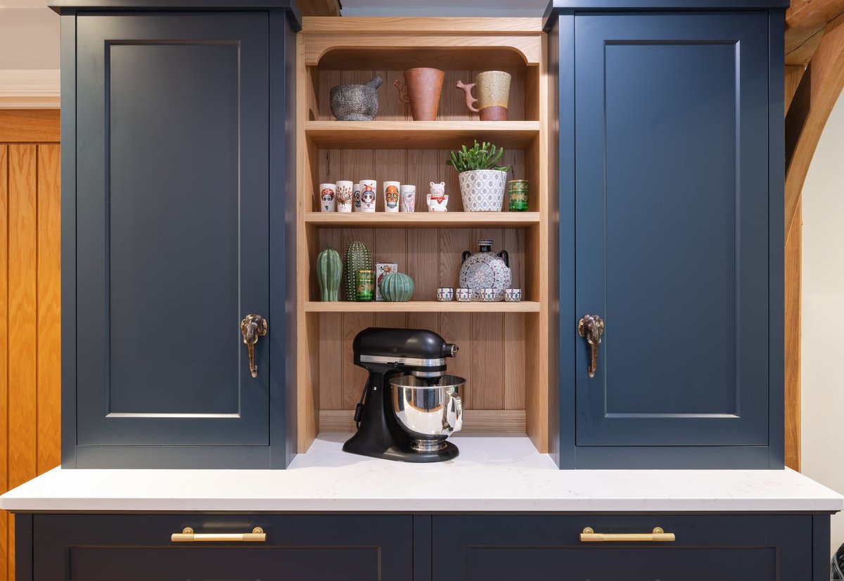 KitchenMakersUK's tweet photo. We love a little something different here at KitchenMakers. This unusual larder storage area was created with display in mind as we knew our customer had incredible things from their world travels to display - including these fabtastic elephant handles! https://t.co/kgTfOOVfl6
