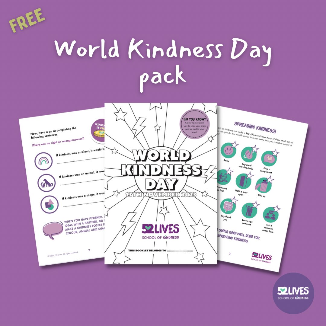 #WorldKindnessDay is coming up on November 13th and we have developed a free pack for you to use with your class. It’s filled with fun activities designed to help children focus on kindness both to others and to themselves.
It is suitable for KS 1 &amp; 2.
schoolofkindness.org/wkdpackform