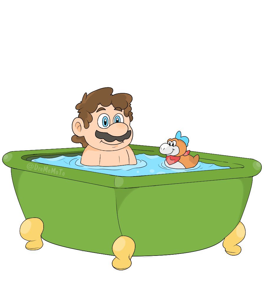 マリオ 「NEW super mario bath」|🌸DreMeMoToのイラスト