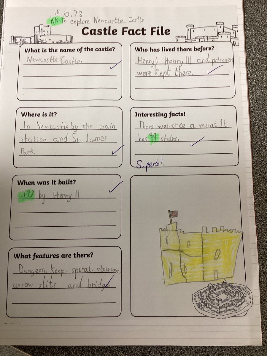 DinningtonFirst's tweet photo. Year 2 are very excited about their trip to The Newcastle Castle on November 12th! ๐ฐ We have completed some research so we are experts for when we arrive @NewcastleCastle #opentonewexperiences https://t.co/Ks7OA7xIFE