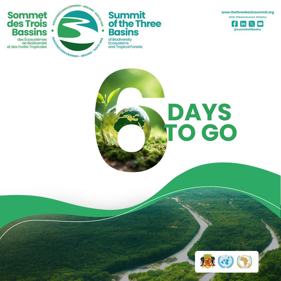 Just 6 more days to go⏳

The Three Basins Summit is fast approaching!
This is a crucial moment for the preservation of our planet. Let's be ready for an exciting week dedicated to biodiversity, climate and a more sustainable future.

Join us ➡️ bit.ly/46zpI48

#3basins
