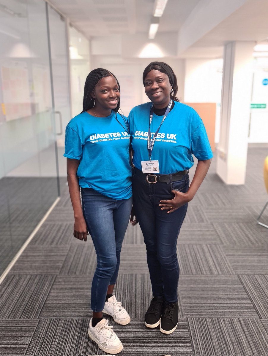 DiabetesScot's tweet photo. 💙 What a very inspiring morning catching up with two of our amazing volunteers, Olaseni and Benny, who came to our Glasgow office to chat about why they chose to volunteer for Diabetes Scotland, their connection to diabetes and the importance of rasing awareness of the condition https://t.co/hcf2J0Juon
