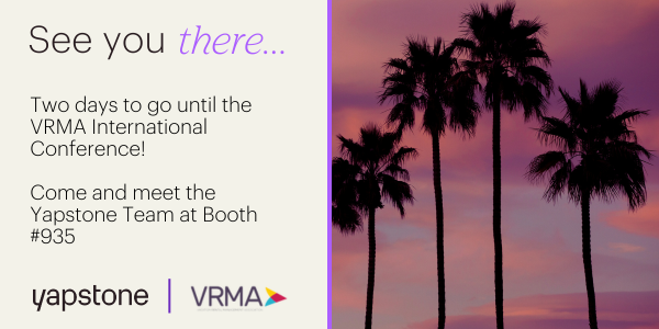 Only two days to go until the <a href="/vrma/">Vacation Rental Management Association</a> International Conference! 🎉

Come and join the Yapstone Team at Booth #935!

We'd love to share how our payment processing solution can simplify and optimize your payments!