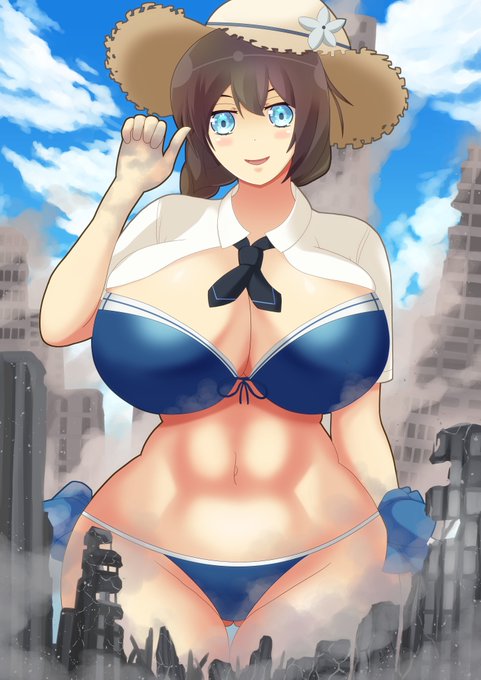 艦これの時雨(巨大娘)描いてみました
#巨大娘 #giantess #サイズフェチ 