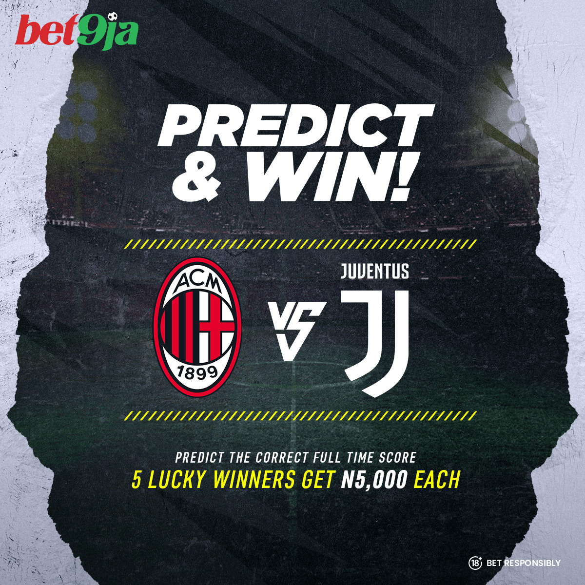 Comment the correct full-time score & your 𝐛𝐞𝐭𝟗𝐣𝐚 𝐈𝐃 and stand a chance to win N5,000 All predictions end on Friday 20th October 2023 at 7 pm Multiple and/or edited comments will be disqualified. Five winners will be selected at random #Bet9jaPredictAndwin