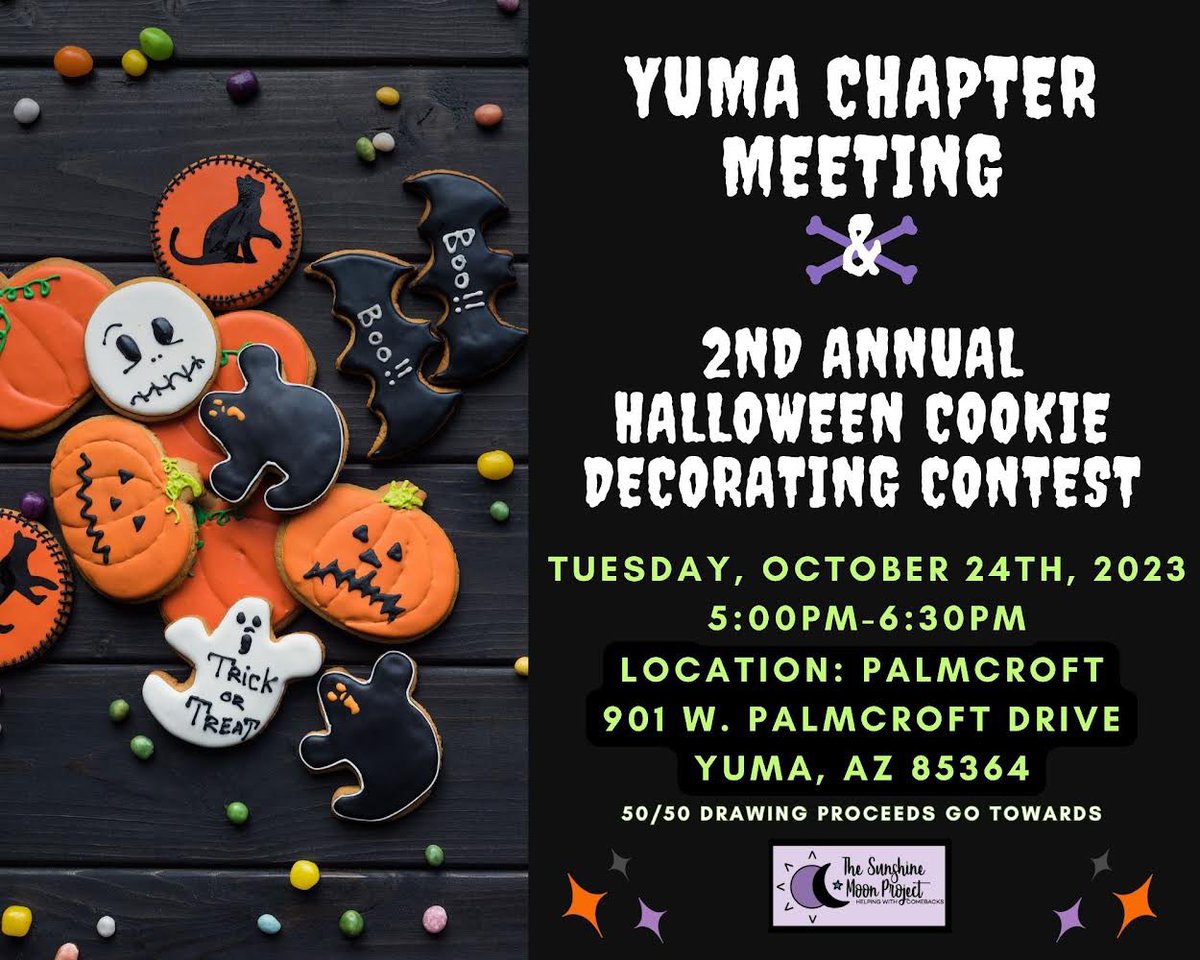 Yuma Chapter - Please join us next Tuesday for a fun meeting &amp; Halloween cookie decorating contest! Can’t wait to see you all there 😊🎃