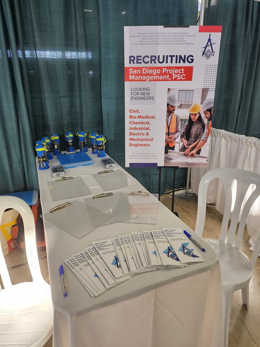 san_psc's tweet photo. We are at the Colegio de Mayagüez Job Fair looking for new brains for San Diego Project Management, psc. 

#recruitment #recruiting #puertorico #Mayagüez #colegio #colegio de Mayagüez https://t.co/LCa90dOHV4