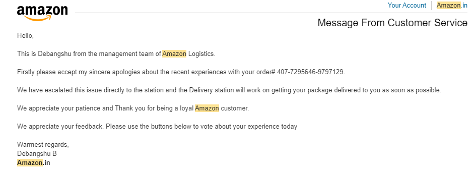 khalipocket's tweet photo. @AmazonIN Daily Fake Promises. Ordered a 53,000 phone (Order: 407-7295646-9797129), it's MIA. Long waits, muted calls, wait 1 day more. no delivery. Daily Rescheduling, no answers. Can't gift it for my brother's birthday. Refund's delayed. Lost faith in Amazon. #AmazonFail #Fraud https://t.co/UVZnp8edav