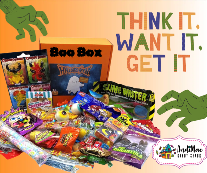 AndimacCandy's tweet photo. 🍭🎃 Treat your family to a Halloween they'll never forget! AndiMac Candy Shack's Boo Boxes are the ultimate surprise, filled with a spooky assortment of candies. Even if your loved ones are miles away, you can still share the Halloween spirit. Order today &amp; use code Boo2023! https://t.co/iRTzeewdYu