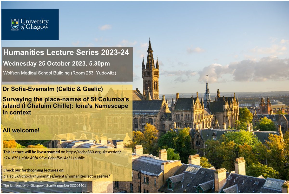 Lecture next week, 25th October! (in person &amp; online)
gla.ac.uk/schools/humani…
#iona #onomastics #names