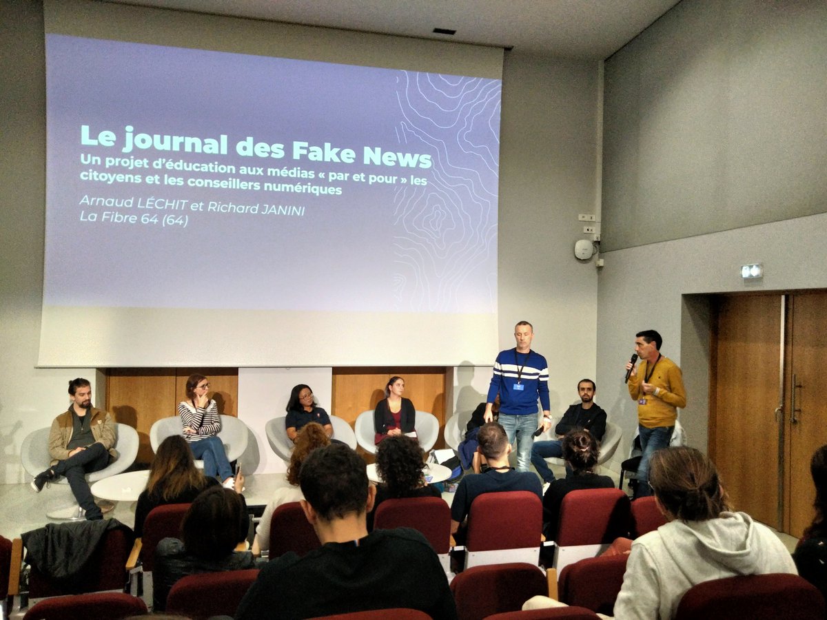 #NEC23 : Ce matin, <a href="/lafibre64/">Syndicat Mixte La Fibre64</a> a mis à l'honneur le travail et l'implication des CoNums du #le64 dans l'élaboration et la réalisation du projet d'#éducationauxmédias et à l'#espritcritique "Le Journal des Fake-News"