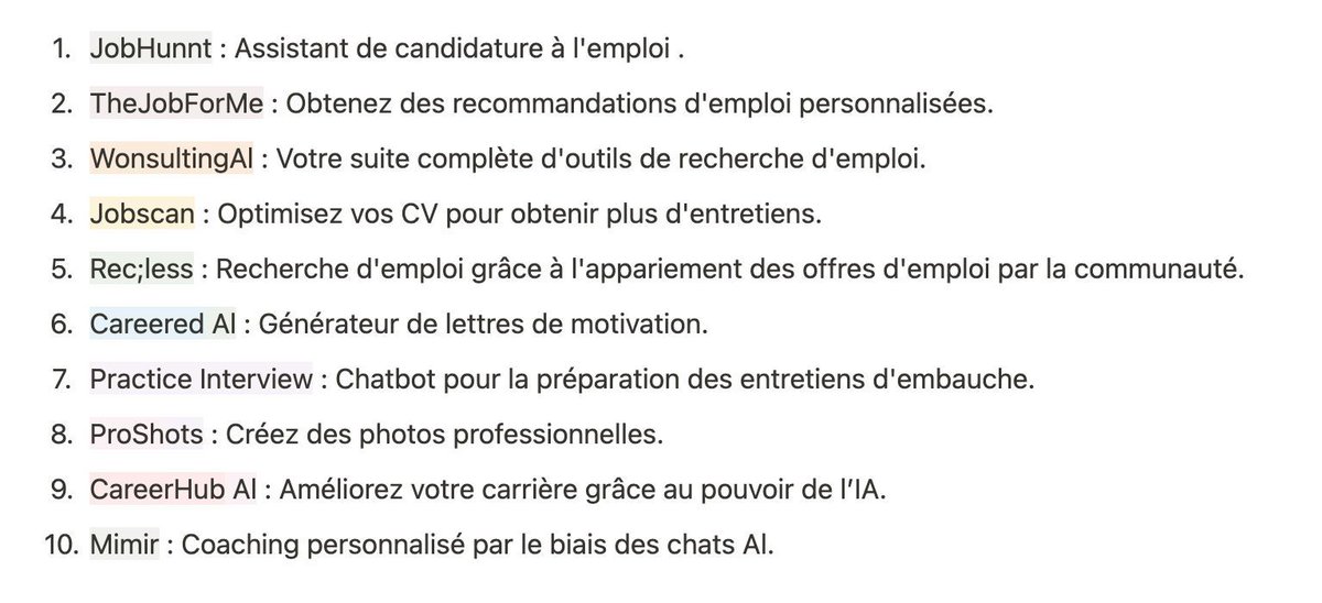 _braifing's tweet image. 🌟 Besoin d&apos;un coup de pouce dans ta quête d&apos;emploi ? 🎯 Ces outils IA sont comme des mentors virtuels, te guidant à chaque étape! Ne laisse pas les opportunités passer, donne un coup de boost à ta carrière dès maintenant! 🌟🔥 

@Braifing #IA #BoostTaCarrière #JobHacks