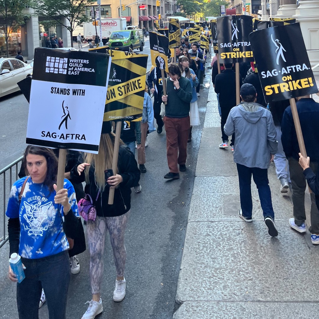 The AMPTP doesn't know the strength of our union. #SagAftraMembers, we need you to rally your friends and fellow performers and join us on the picket lines TODAY. Let's make a statement they can't ignore! 💼🤝 Find a picket location or event at sagaftrastrike.org.