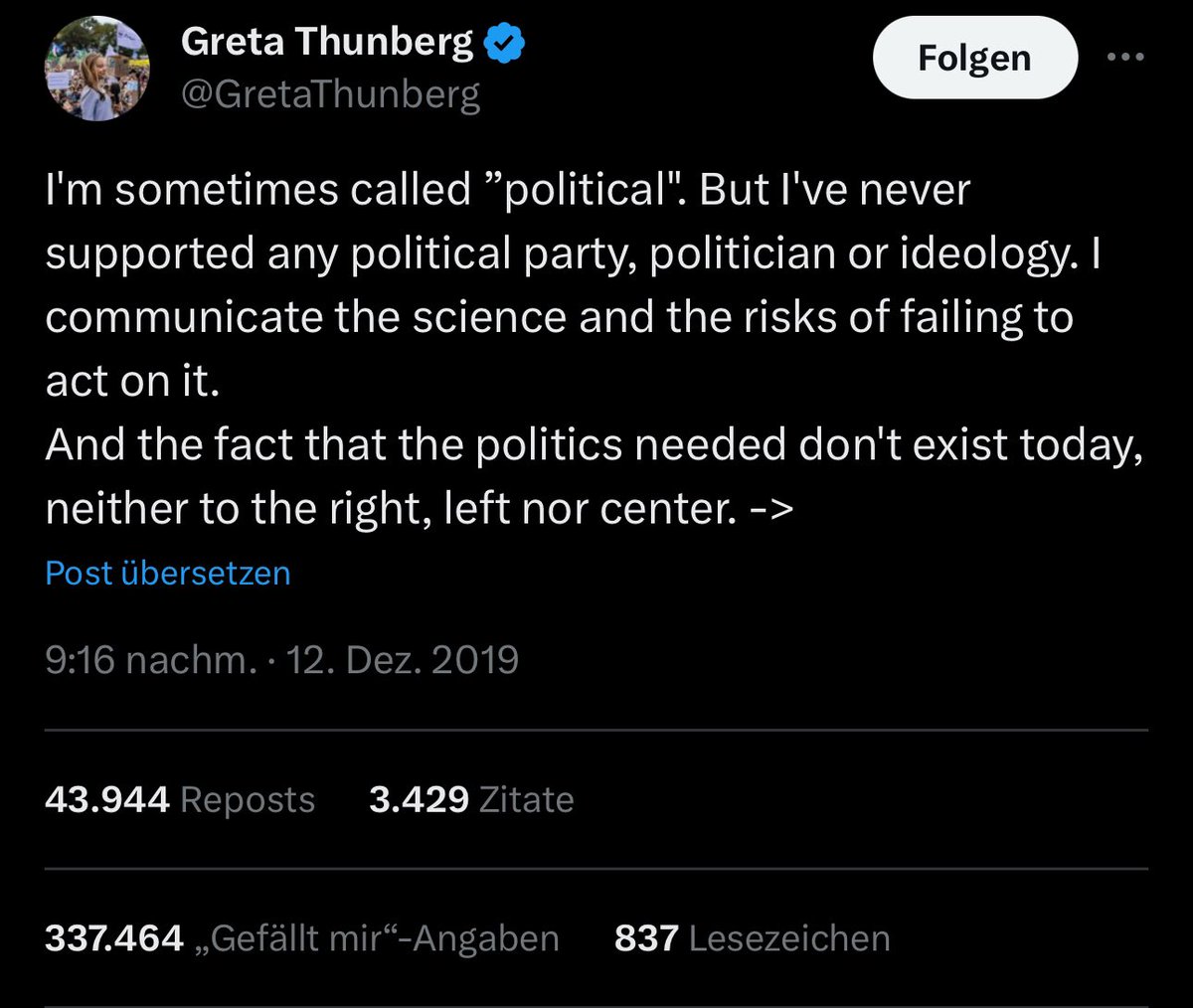 Cocomat's tweet photo. @GretaThunberg Your post is very idelogical and political Greta https://t.co/BlsuilMajn