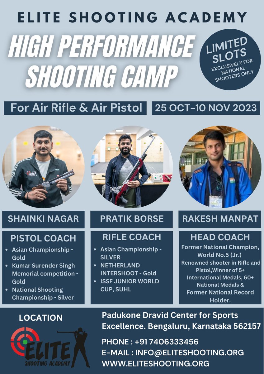 Eliteshootingg's tweet image. Step into the world of precision and focus at our Shooting Sports Camp! Unlock your potential, perfect your aim, and experience the thrill of hitting the mark. Join us for an unforgettable journey into the world of marksmanship.🎯🔫 #ShootingSportsCamp
#nationalscamp
#aimforgold