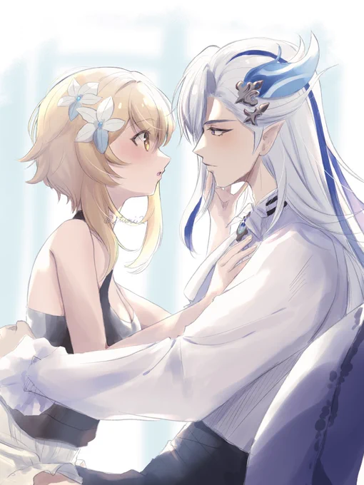 「まつ毛長いね」「君も」オフの時はいちゃついて欲しい #ヌヴィ蛍  #Neuvilumi 