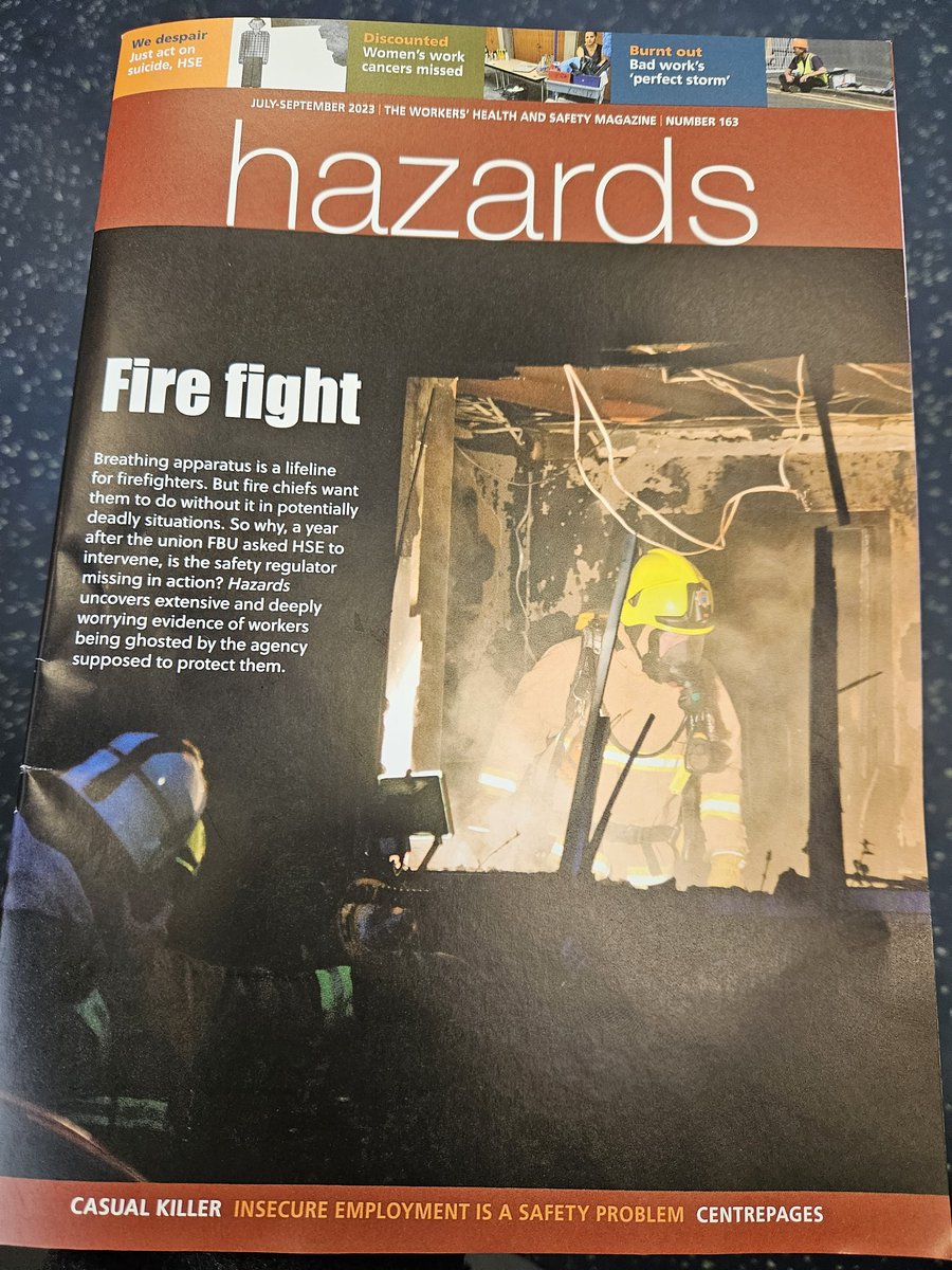 It's great to see the <a href="/fbunational/">Fire Brigades Union</a> fight for BA Safety front &amp; centre of the latest <a href="/hazardsmagazine/">Hazards magazine</a>. Thankyou. BA Safety was born from the death &amp; injury of firefighters &amp; it's not for sale. We will fight to protect it. Full article here👇
hazards.org/deadlybusiness…
