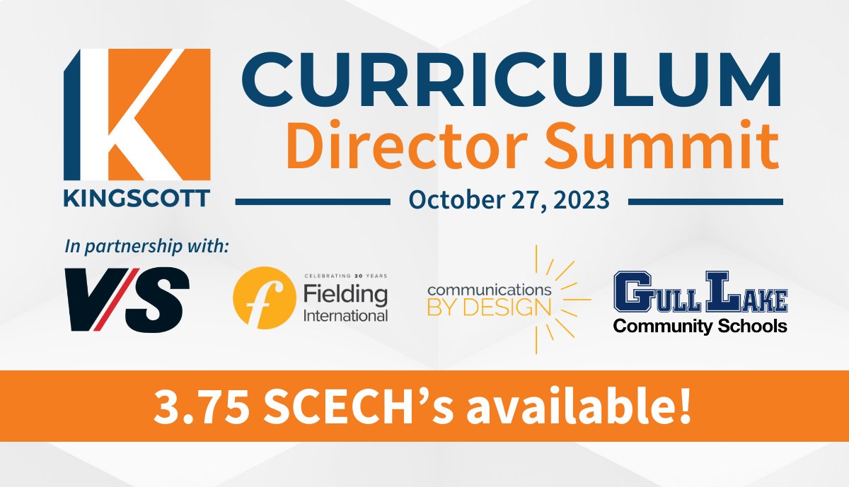 One week away, don't miss out! This Curriculum Director Summit is a no-cost event and will be informational and empowering. Help create classrooms of the future, 3.75 SCECH's available! RSVP today: kingscott.com/news/kingscott…