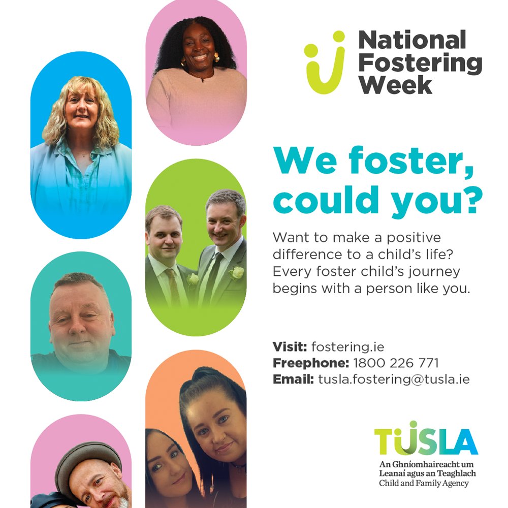 tusla's tweet photo. This year Tusla is also highlighting many different types of fostering you may not have been aware of such as relative foster care, day fostering, respite, emergency and pre-adoptive fostering. Curious to learn more? Join us at our information sessions, both online and in person. https://t.co/Q5HxoX5c5Z