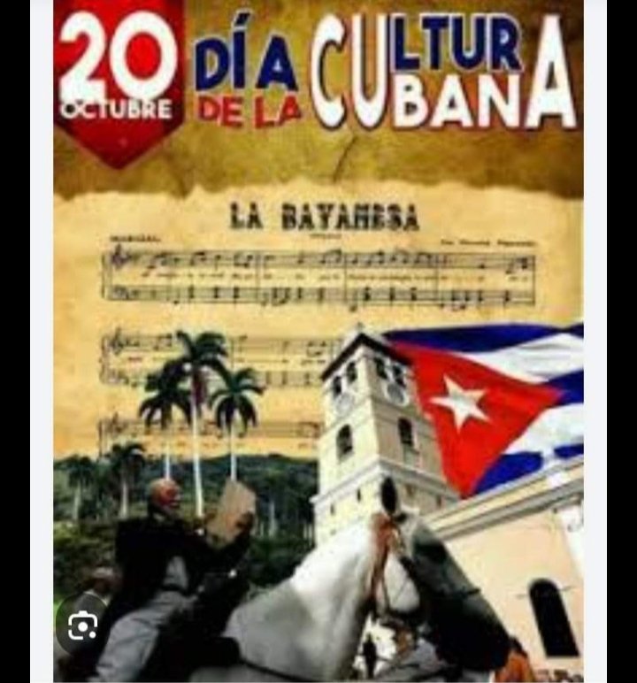 Como cada 20 de octubre la #Cultura cubana celebra su día en homenaje a la primera vez que se entonó las primeras notas de nuestro himno nacional.
#SanctiSpiritusEnMarcha
<a href="/DeivyPrezMartn1/">Deivy Pérez Martín</a> <a href="/SanctiSpiritus1/">Gobierno Provincial #SanctiSpíritus</a> <a href="/DiazCanelB/">Miguel Díaz-Canel Bermúdez</a> <a href="/MMarreroCruz/">Manuel Marrero Cruz</a> <a href="/DrRobertoMOjeda/">Dr. Roberto Morales Ojeda</a>