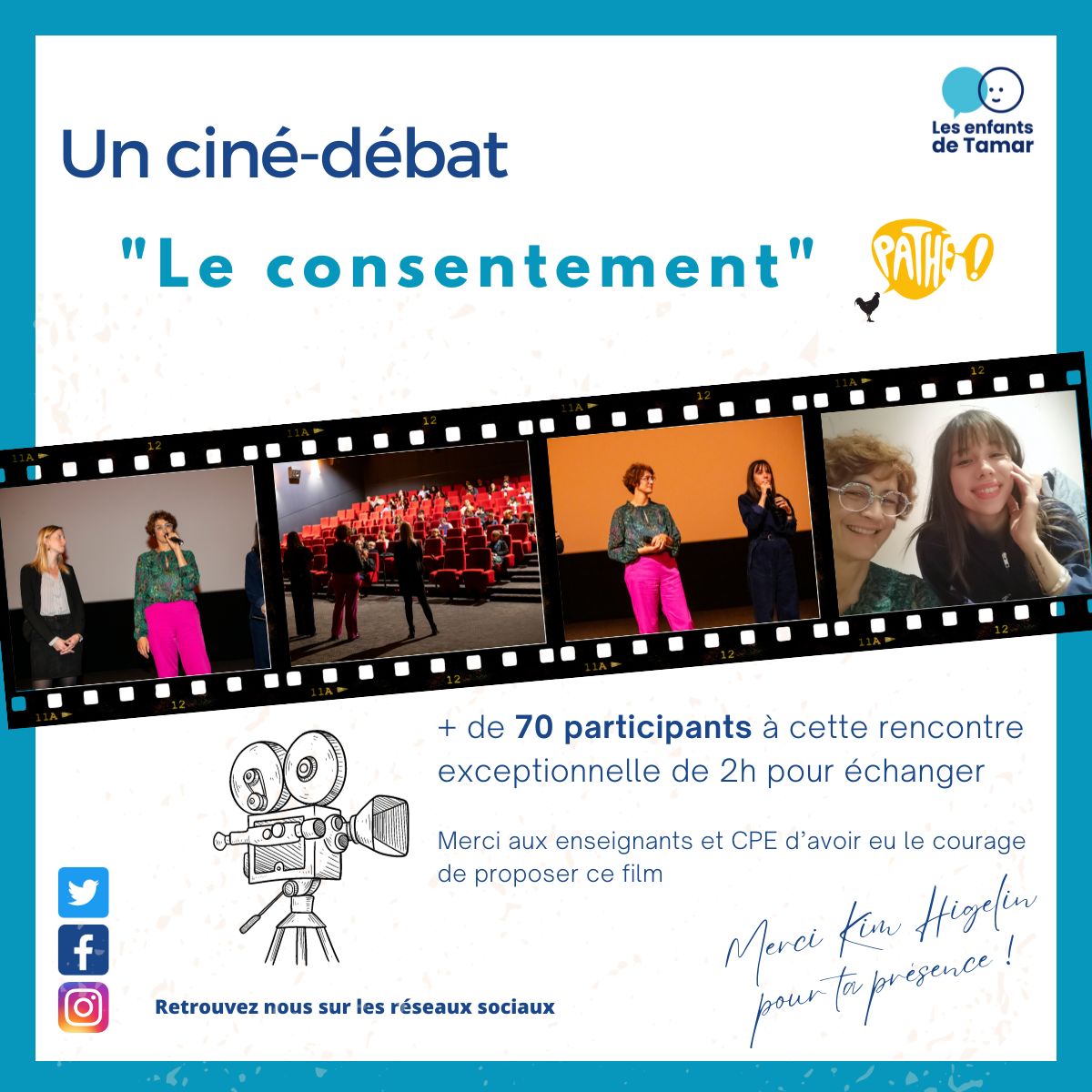 TamarLes's tweet photo. +70 participants au ciné débat "Le consentement" de  @VanessaFilho
👉 Soirée intéressante &amp; riche
🎬@kimhigelin a touché &amp; ému. Le public à souligné son engagement dans l'interprétation du rôle de Vanessa.
👍 @pathe.evreux

#violencessexuelles #justice #departement27 https://t.co/bj5tHCsTPf