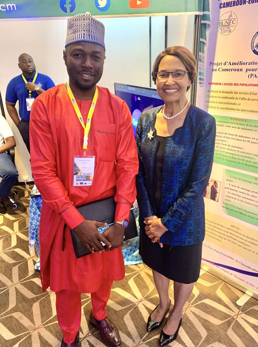 I am very honoured to have met Ms. Bernadette Lewis @CTOSecGen , Secretary General of the Commonwealth Telecommunications Organisation (CTO) during Digital Week Cameroon #DWC2023. We discussed about #LegalTech (LegalTechnology) by telling her about the digital platform that⤵️