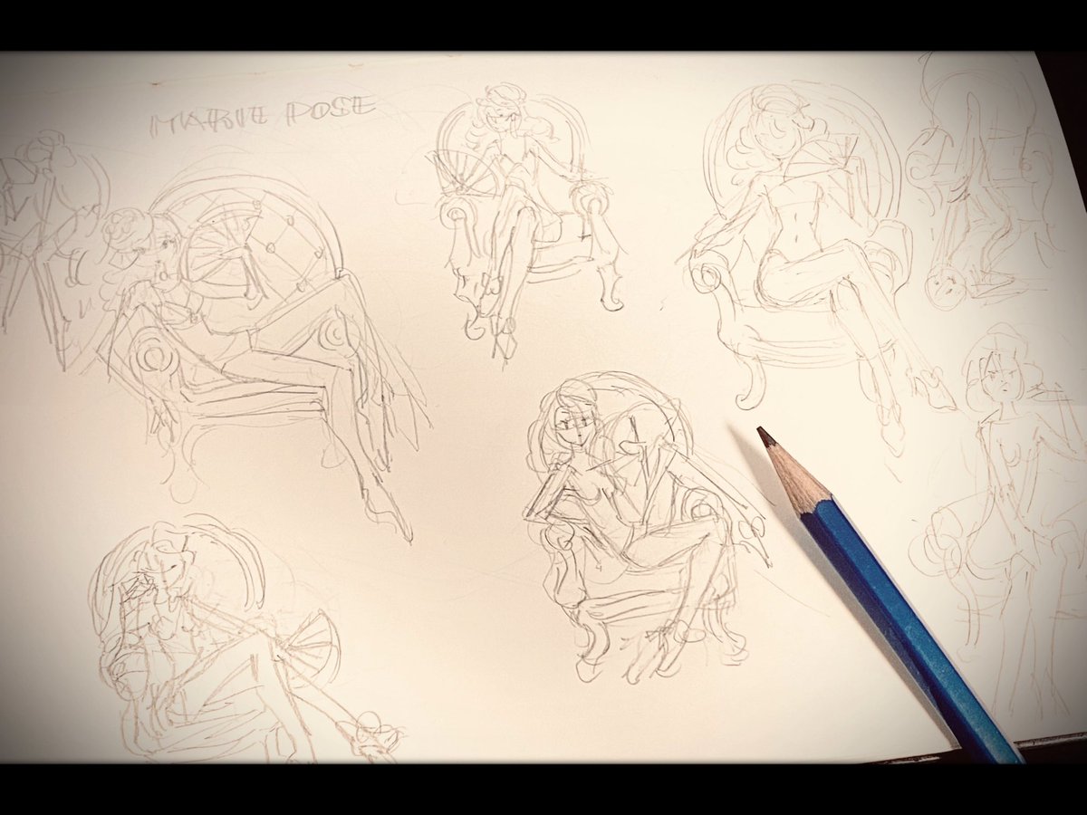 お嫁入り道具ではないですが、マリィさんに何か手描きのものを持たせてあげたいと思っています(画像はアイデアラフ)展示会で一緒に飾れるよう頑張ります💪✨