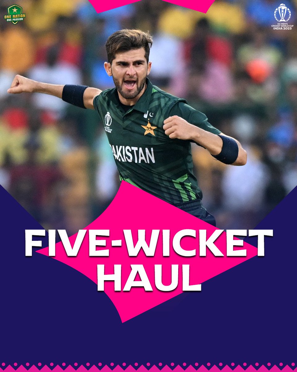TheRealPCB's tweet photo. Second World Cup five-wicket haul for @iShaheenAfridi! 🔥

2️⃣nd 🇵🇰 bowler to take two World Cup five-fers after Shahid Afridi 👏

#AUSvPAK | #DattKePakistani | #WeHaveWeWill https://t.co/iIhk9sSLYH