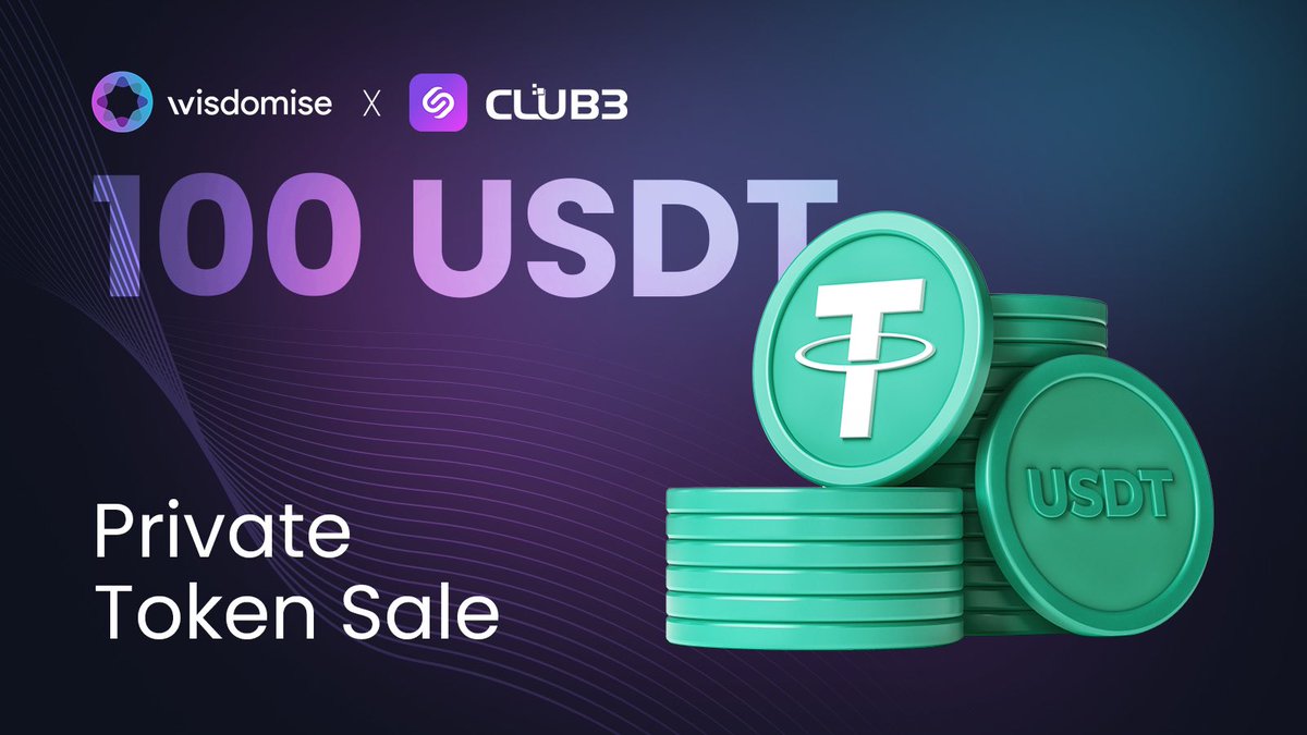 wisdomise's tweet photo. 🎉 Exciting Collaboration Alert! 🚀

To celebrate our upcoming $WSDM Private Token Sale on Oct 22nd, Wisdomise and @club3xyz are joining forces for a thrilling $100 USDT giveaway💰

Join Us: https://t.co/PTywCQWA51

#crypto #AI 
#Giveaway #TokenSale https://t.co/xClWngWPts