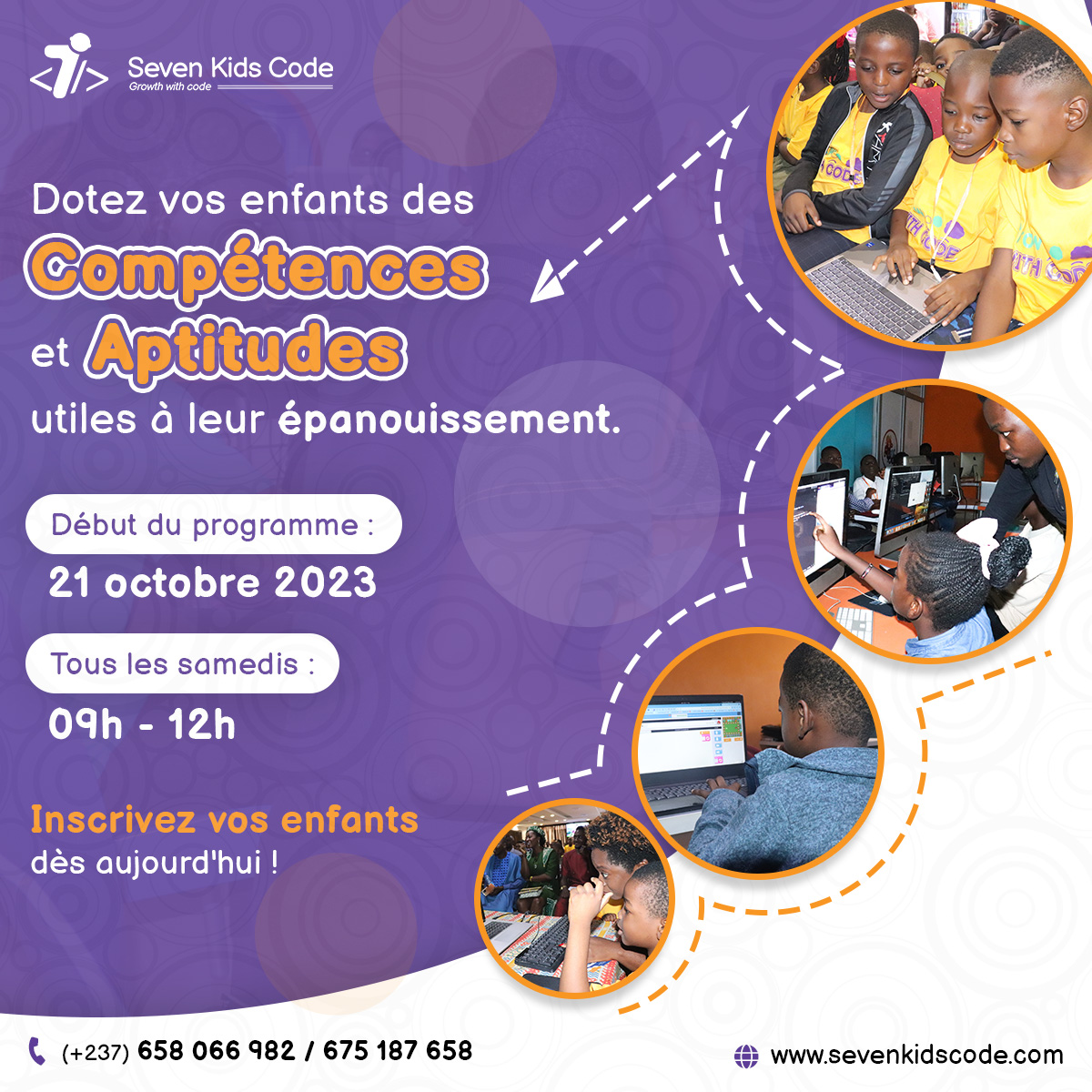 Dotez vos enfants des compétences technologiques utiles à leur futur épanouissement professionnel. 

➡️ wa.me/658066982

Pour en savoir plus, visitez notre site web : sevenkidscode.com

#sevenacademy #sevenkids #programmescolaire #robotic #coding #programmation