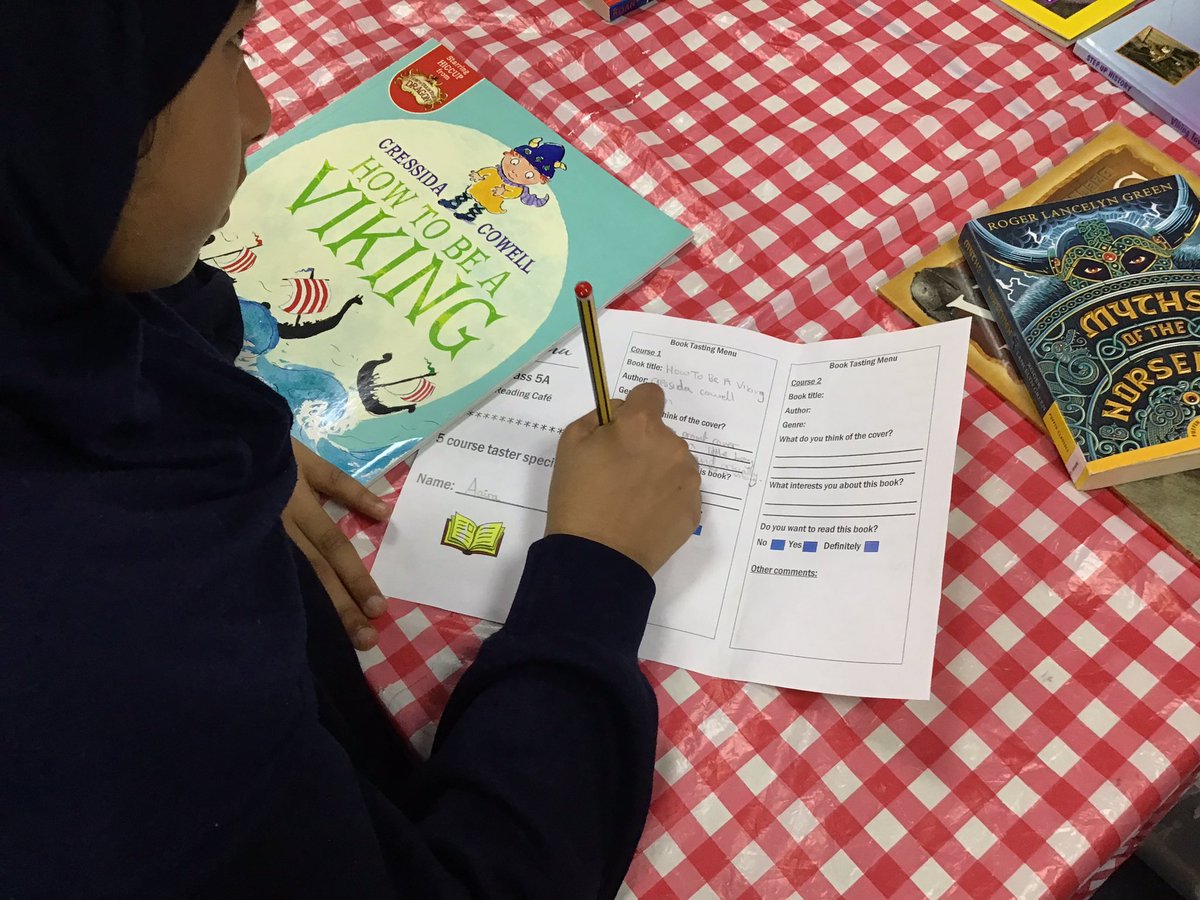 Primary_StJohns's tweet photo. 5A reading cafe.  We filled in our reading cafe menus as we moved around the stations whilst listening to ambient music.#SJCreader https://t.co/mLNIIHzoGw