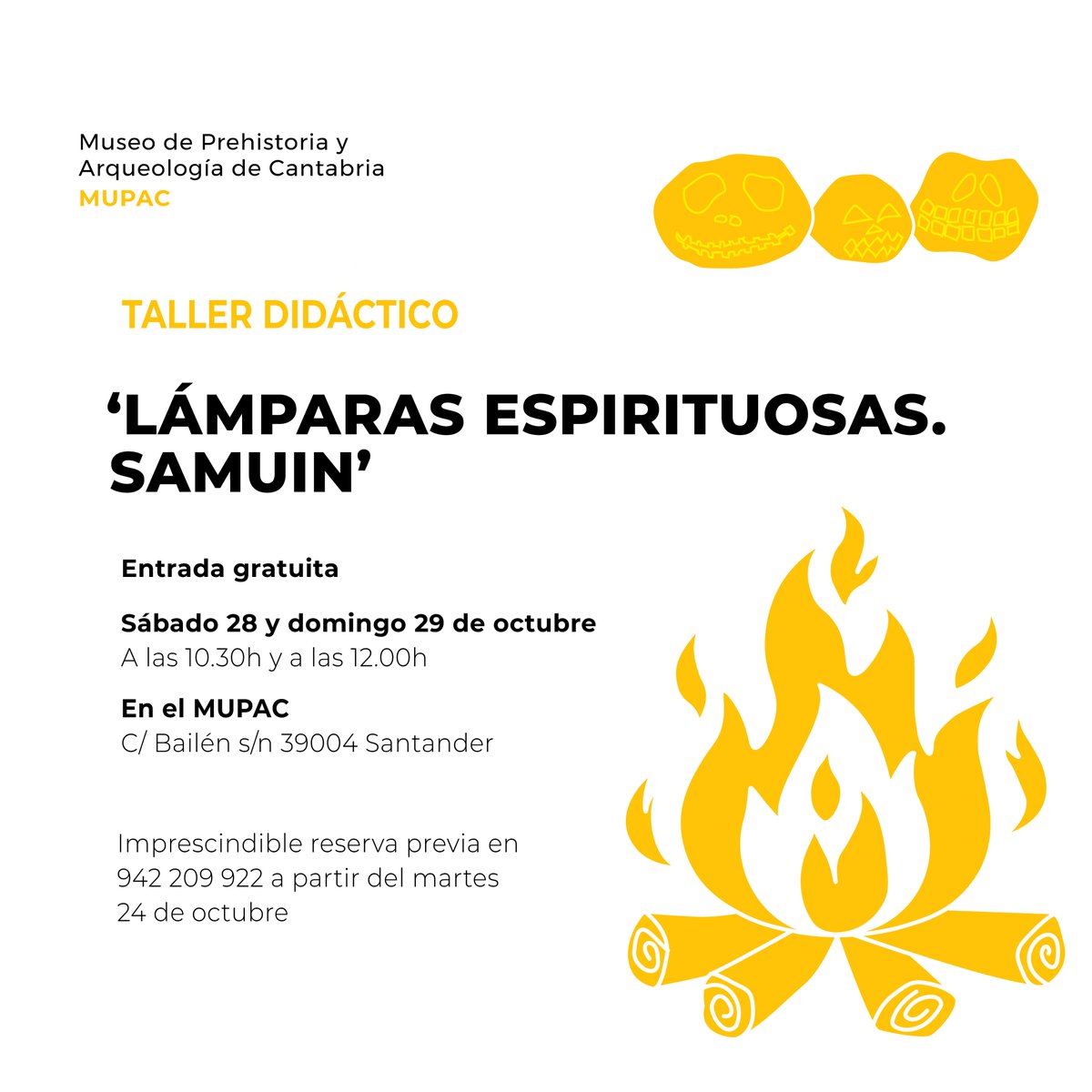 MuseosCant's tweet photo. 👋 Gracias al #MUPAC nos acercamos a #Samuin con el taller lámparas espirituosas en el que los niños de 8 a 14 años crearán una lámpara espectral empleando tubérculos que convertirán en linternas 🥔

👉 Este sábado 28 y el domingo 29
✍️ Reserva plaza en☎️942 209 922 https://t.co/vpnqJMnzfj