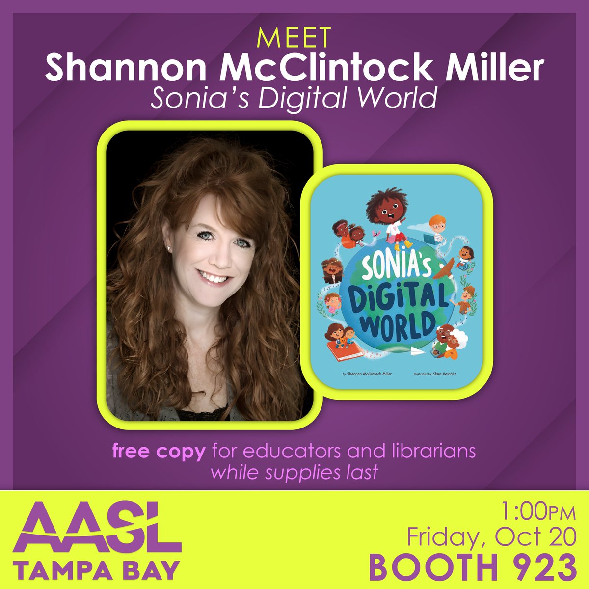 helloCPI's tweet photo. Hey AASL! Check out today's author signings!
1:00 PM Shannon McClintock Miller
2:30 PM Lisa Yee
Librarians and Educators: Stop by for a FREE copy during each signing! (limit one per person while supplies last)
#AASLConference #AuthorSigning @lisayee1 @shannonmmiller
16w https://t.co/KQ7boaAlLF