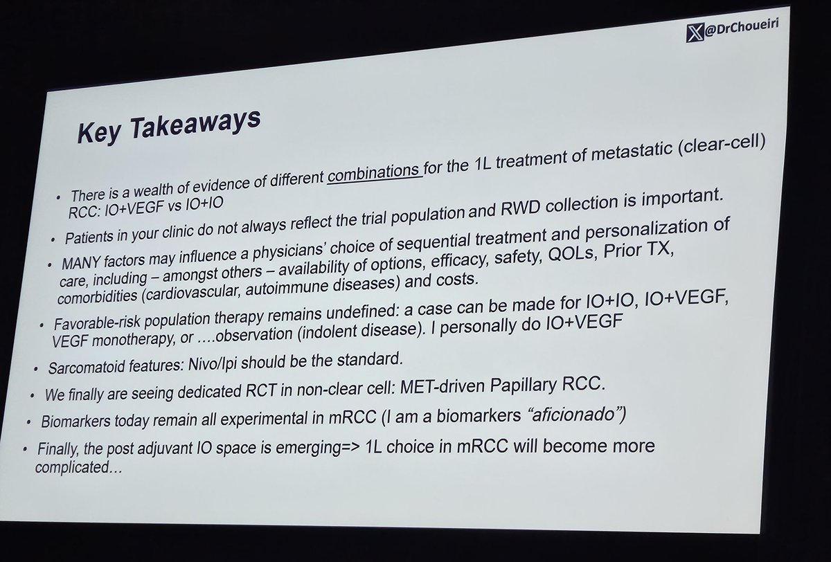 KarlSemaan's tweet image. No better way to start #ESMO23! Masterful talk by @DrChoueiri  magistrally summing up the newest updates in #mRCC management.

@OncLive @myESMO