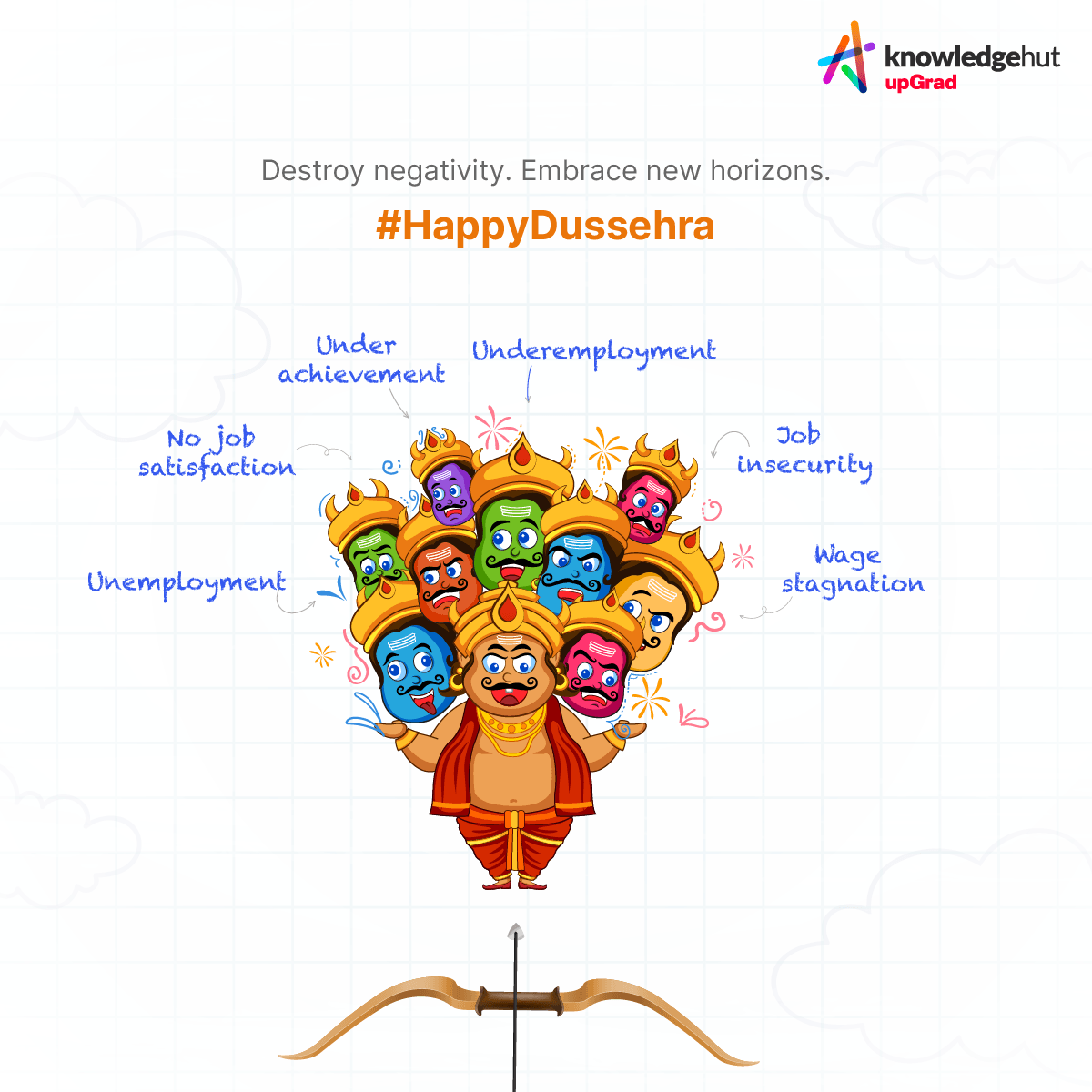KnowledgeHut's tweet photo. This #Dussehra, slay the demons holding you back. 👹
With #KnowledgehutupGrad, you’ll always have the ammunition you need to move up and get ahead. 🎯
#dussehra2023 #TrendingNow https://t.co/NZyxQ7wkvO