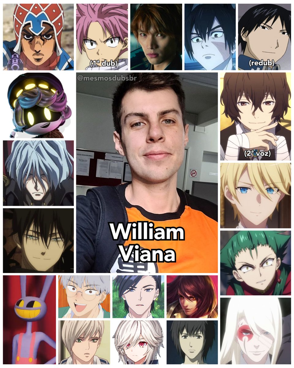 Personagens Com os Mesmos Dubladores! on X: De suas raízes em fandubs, o  fantástico dublador e diretor William Viana tá arrasando demais em seus  trabalhos! William é conhecido por dublar o Natsu