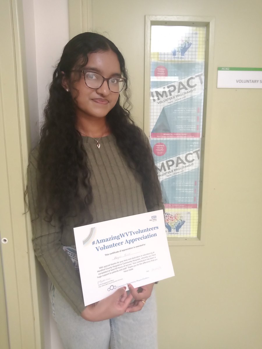 WyeValleyNHS's tweet photo. Abigail completed over 60 hours of volunteering and hopes to study medicine after college. She said ‘volunteering helped me understand the importance of a holistic approach to patient care, and I will always be mindful of the social element of patient care.’ #amazingWVTvolunteers https://t.co/UKhsuYemkX