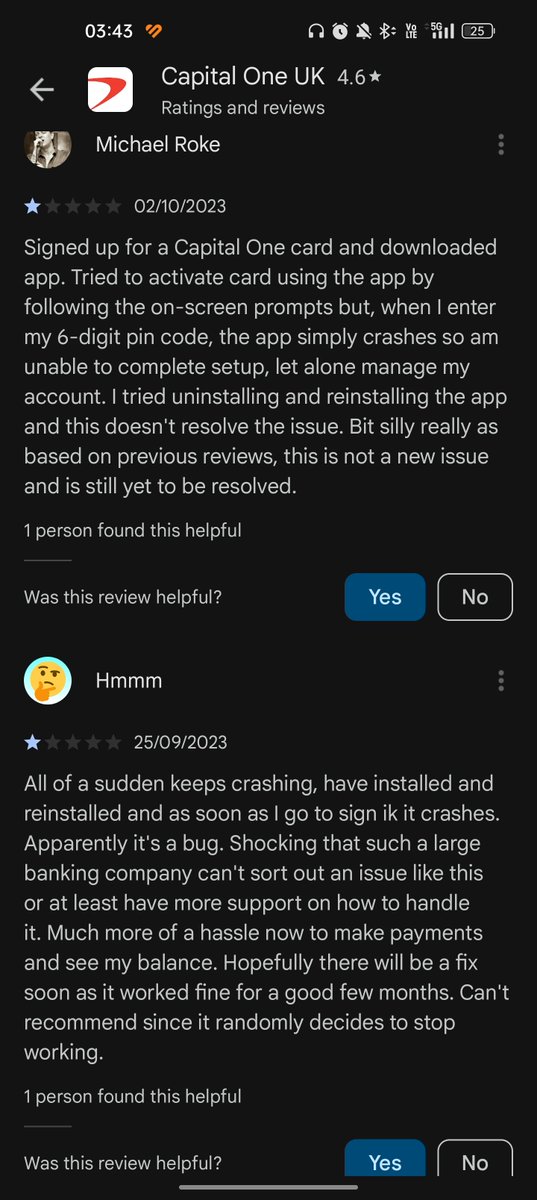 DynamiteDees's tweet photo. @AskCapitalOneUK 
App keeps crashing anyone working for capital one read the reviews on how it's not working https://t.co/YLr6tq8rj0