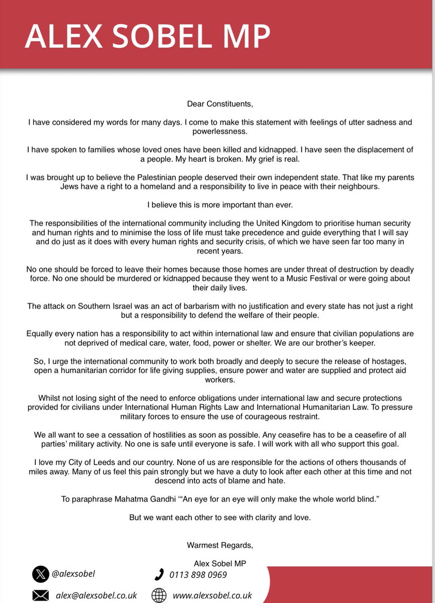 alexsobel's tweet image. The events in Gaza and Israel have for me like for so many of you brought grief and heartache.

Its taken me a little while to put into words what I think and feel. Here is my statement.

Words are never enough but here is what I have.