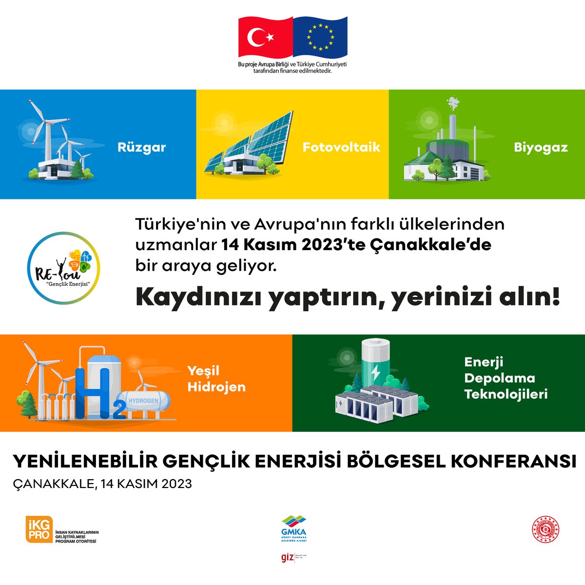ReYouProject's tweet photo. Güney Marmara Bölgesi'nin ve Türkiye'nin yenilenebilir enerji gündemi Çanakkale'de ele alınıyor.
📨 Kayıt için: reyou@pozitifkongre.com.tr
#reyouproject
@IKGPRO @csgbakanligi @EUDelegationTur @GMKAjansi @balikesiruni @onsekizmartuni @TUREB_TWEA @TCEnerji @TCSanayi https://t.co/v7yCQAmUZ5