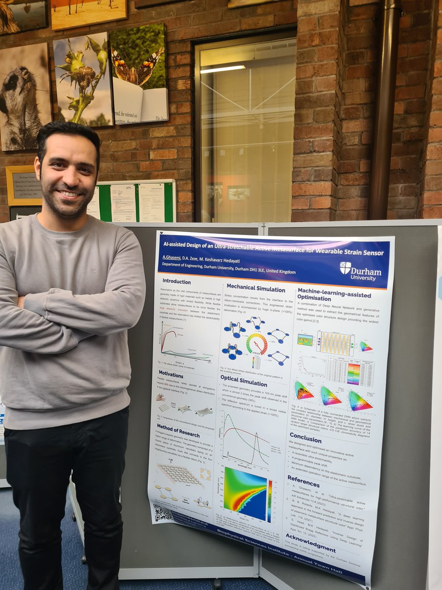 Durham University Biophysical Sciences Institute (@durham_bsi) on Twitter photo Runner up <a href="/Durham_BSI/">Durham University Biophysical Sciences Institute</a> 2023 Town Hall - Amir Ghasem <a href="/Durham_Eng/">Department of Engineering @ Durham University</a>
"AI-assisted Design of an Ultra Stretchable Active Metasurface for Optical Biosensors" Runner up <a href="/Durham_BSI/">Durham University Biophysical Sciences Institute</a> 2023 Town Hall - Amir Ghasem <a href="/Durham_Eng/">Department of Engineering @ Durham University</a>
"AI-assisted Design of an Ultra Stretchable Active Metasurface for Optical Biosensors"