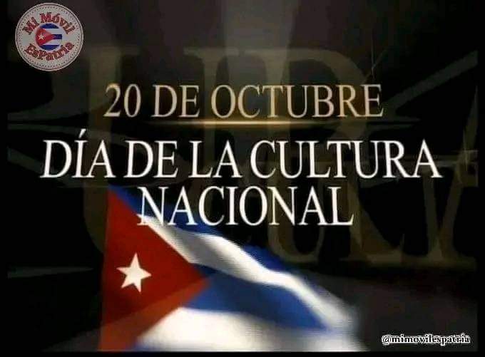 Un día como hoy un grupo de patriotas cantó por Ira vez nuestro glorioso Himno Nacional.  Se instituye así el 20 de octubre como el Día de la Cultura Cubana. Se promueven valores y tradiciones afianzadas en el devenir histórico e identidad del país
#CubaEsCultura