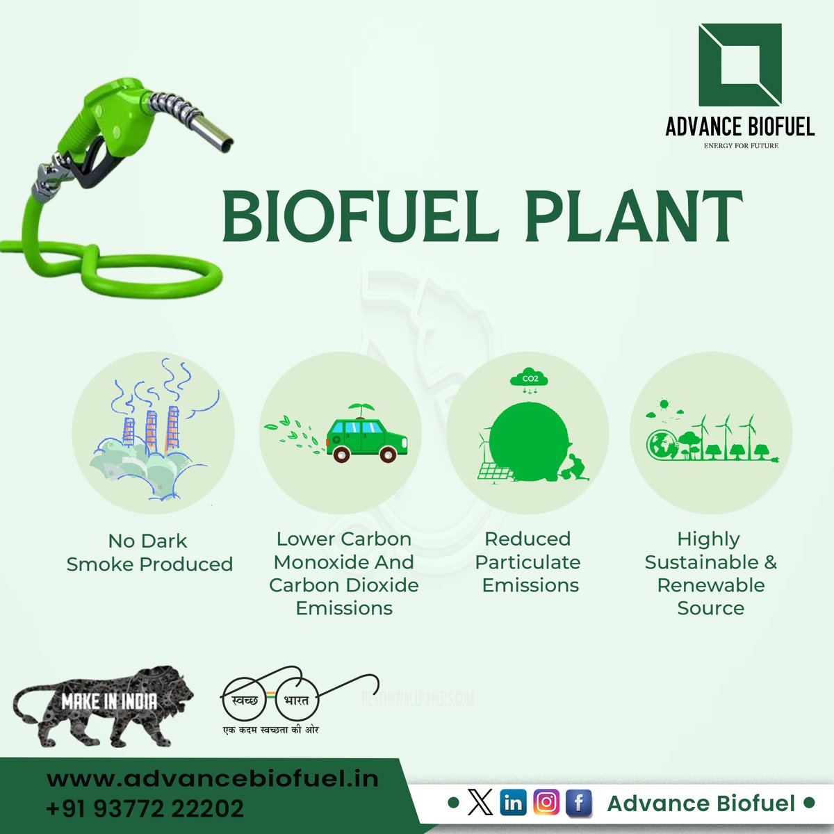 No smoke, no problem! With Advance Biofuel, you get an eco-friendly and sustainable energy solution that's friendly to the environment. It's time to make a difference!

#AdvanceBiofuel #BiofuelplantManufacturer #GreenTechnology #EcoFriendlyFuel #NoDarkSmoke #BiofuelsForChange