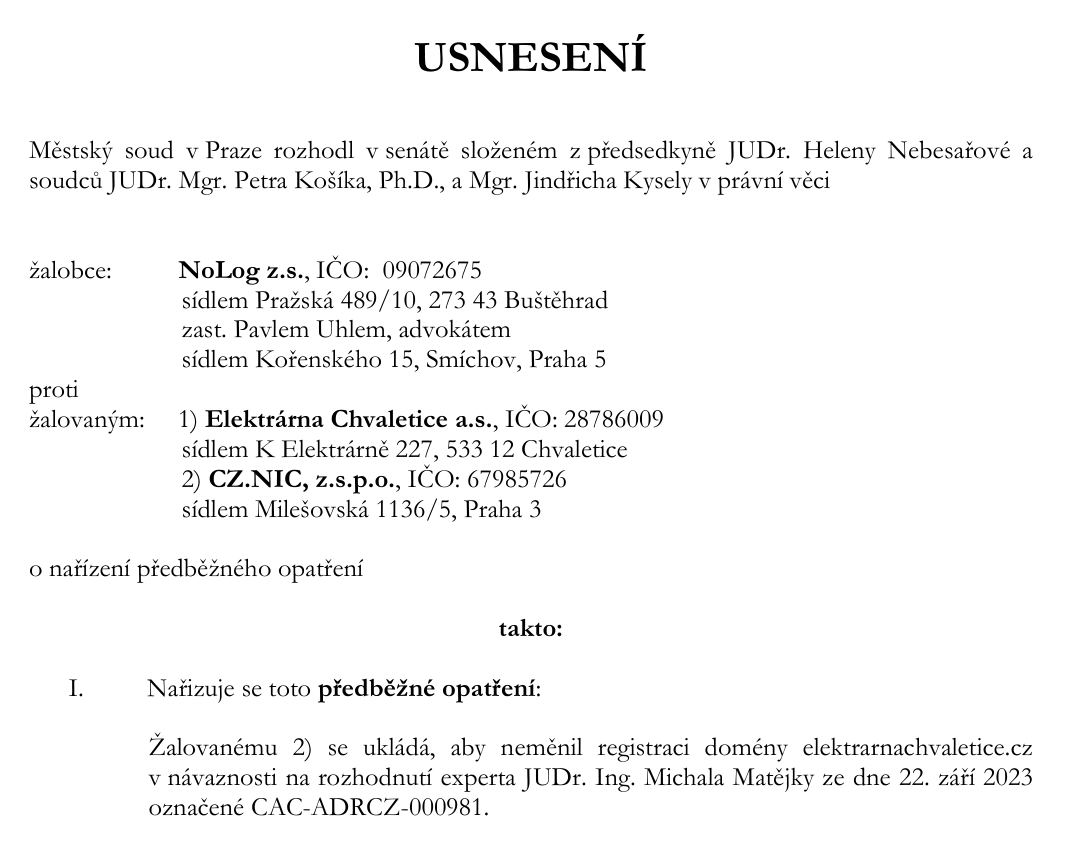 nologcz's tweet photo. ⚠️ Doména https://t.co/qKDGyMYn5U zůstává naše! ⚠️

Městský soud v Praze vydal na náš návrh předběžné opatření, kterým nařizuje správci domény @CZ_NIC ponechat ji pod naší kontrolou. 🎉

Na samotný rozsudek si budeme muset počkat, toto rozhodnutí je ale pro další průbeh zásadní! https://t.co/HSAS9tQOJh