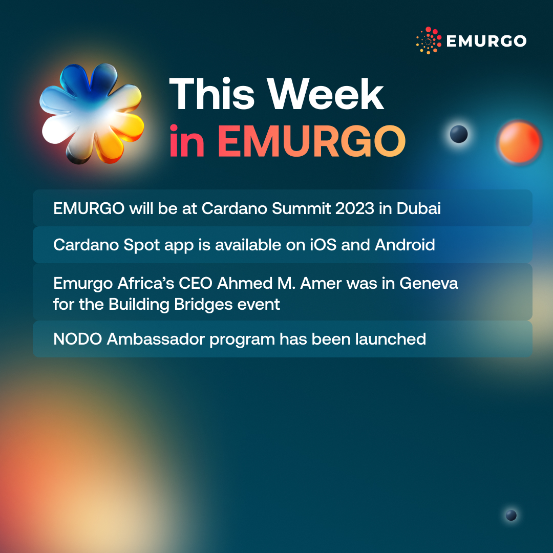 emurgo_io's tweet photo. Hi #CardanoCommunity! We've got a lot of news and updates across the EMURGO ecosystem. Let’s recap 👇 https://t.co/kT1GGrrfIG