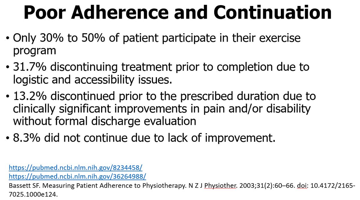 A gentle reminder that it's as important to find creative ways to get our patients to do their exercises, which is important as the fidelity of the exercises we prescribe. From my Irish lecture last weekend. Some of the references listed below-there are more.