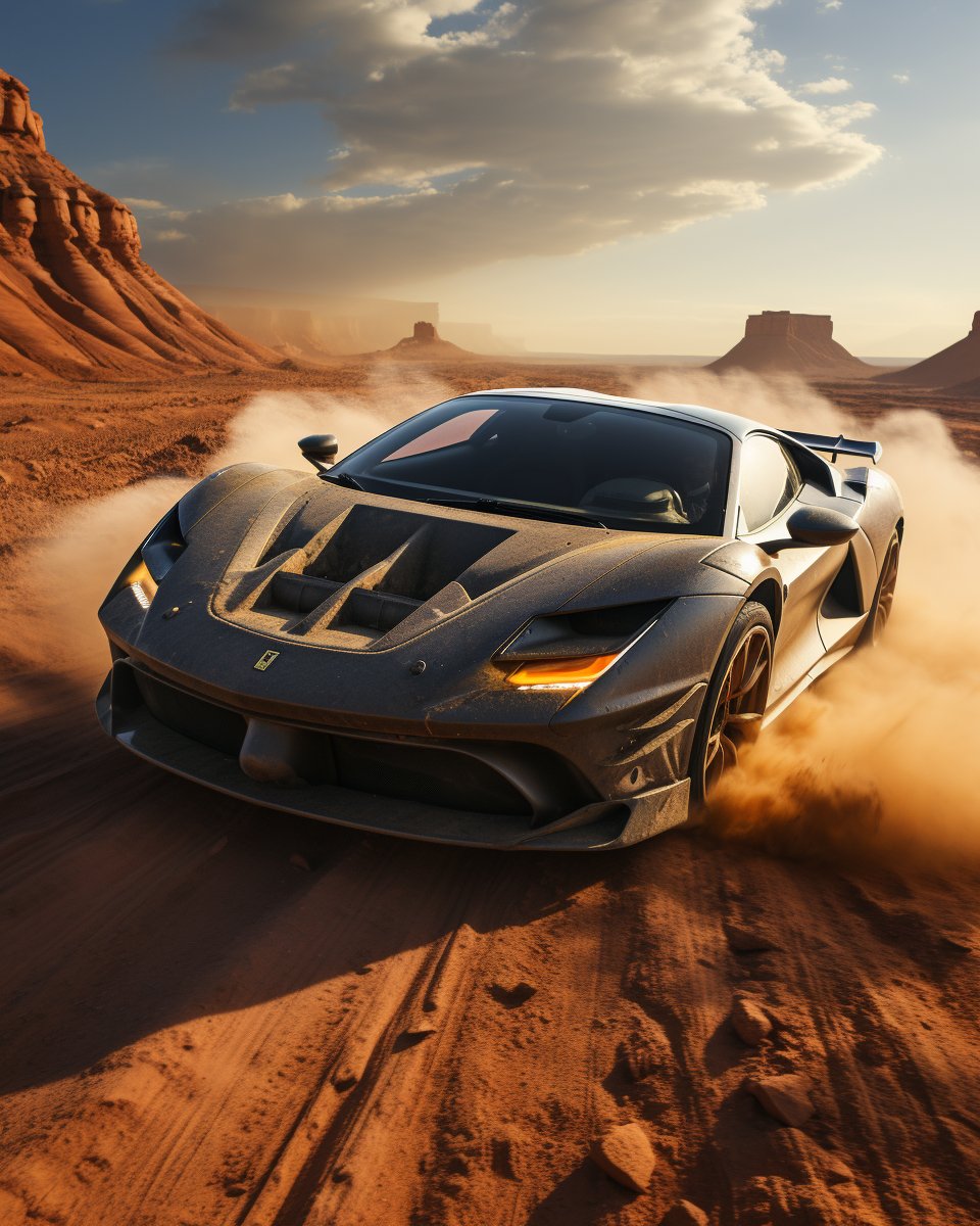 The F8 isn’t simply crossing the desert; it's taming the wild sands 🏜️. Baron's spirit in a Ferrari's frame—a collaboration of adrenaline and elegance. 🏁

#BaronAesthetic #F8Experience #SandySymmetry #EpicJourneys #SpeedAndSophistication
