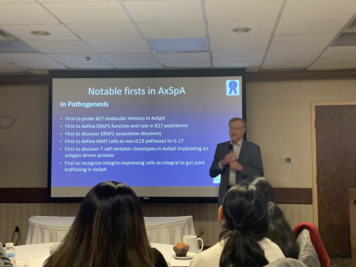 UofTRheum's tweet photo. Dr. Rob Inman describes notable achievements of the @UofTRheum @UHN @SchroederInst Spondylitis Program. https://t.co/ugpbkR4OzX